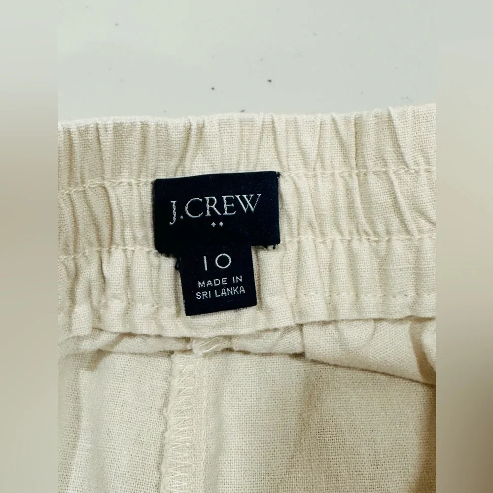 J.Crew Linen-Cotton Drawstring Cream Pant For‎ Women  Size 10
